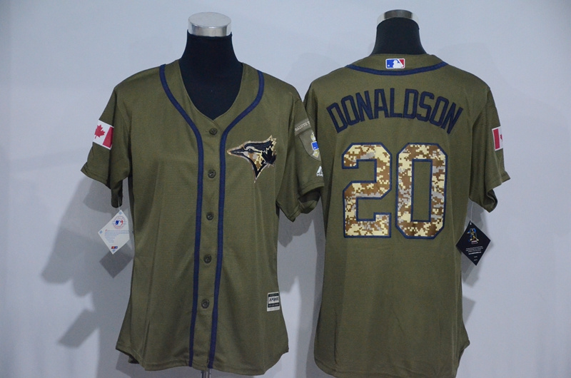 Womens 2017 MLB Toronto Blue Jays #20 Donaldson Green Salute to Service Stitched Baseball Jersey->->Women Jersey